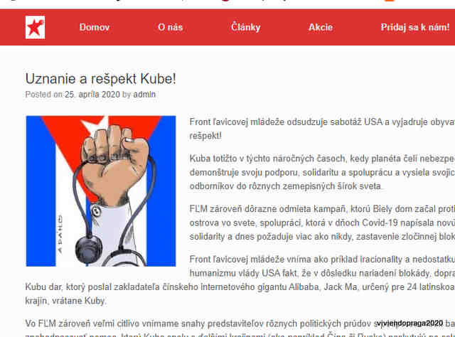 Frente Juvenil de Eslovaquia condena el bloqueo a Cuba